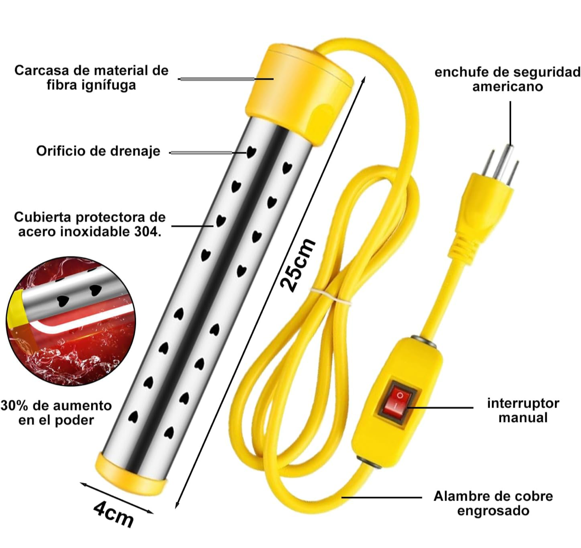 Calentador de agua eléctrico sumergible