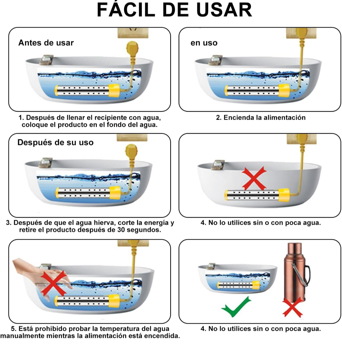 Calentador de agua eléctrico sumergible