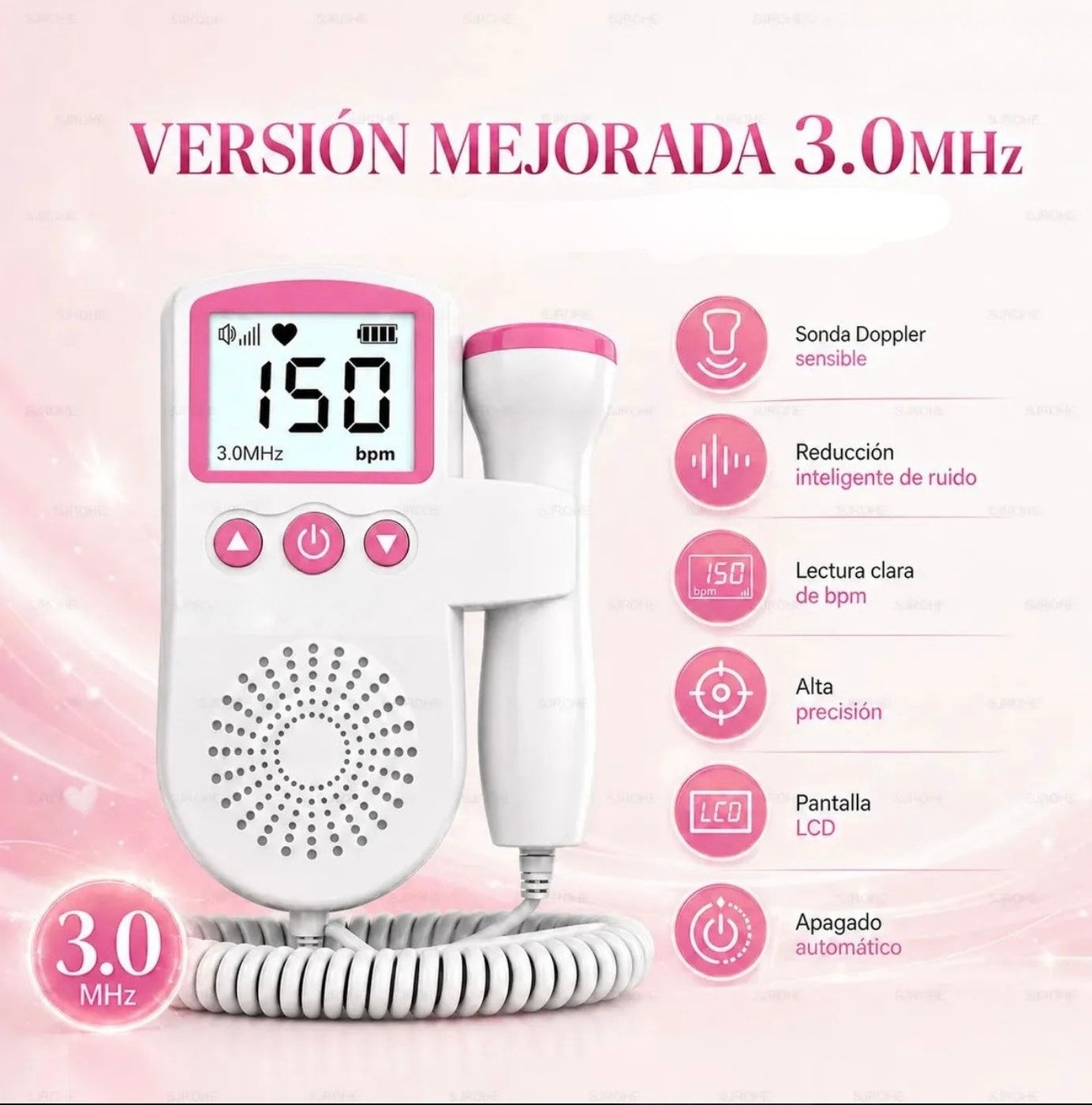 Doppler fetal son transductor impermeable